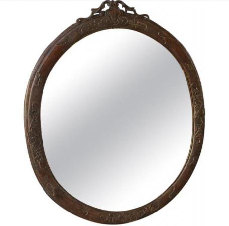 انواع آینه بیضی با قاب چوبی
